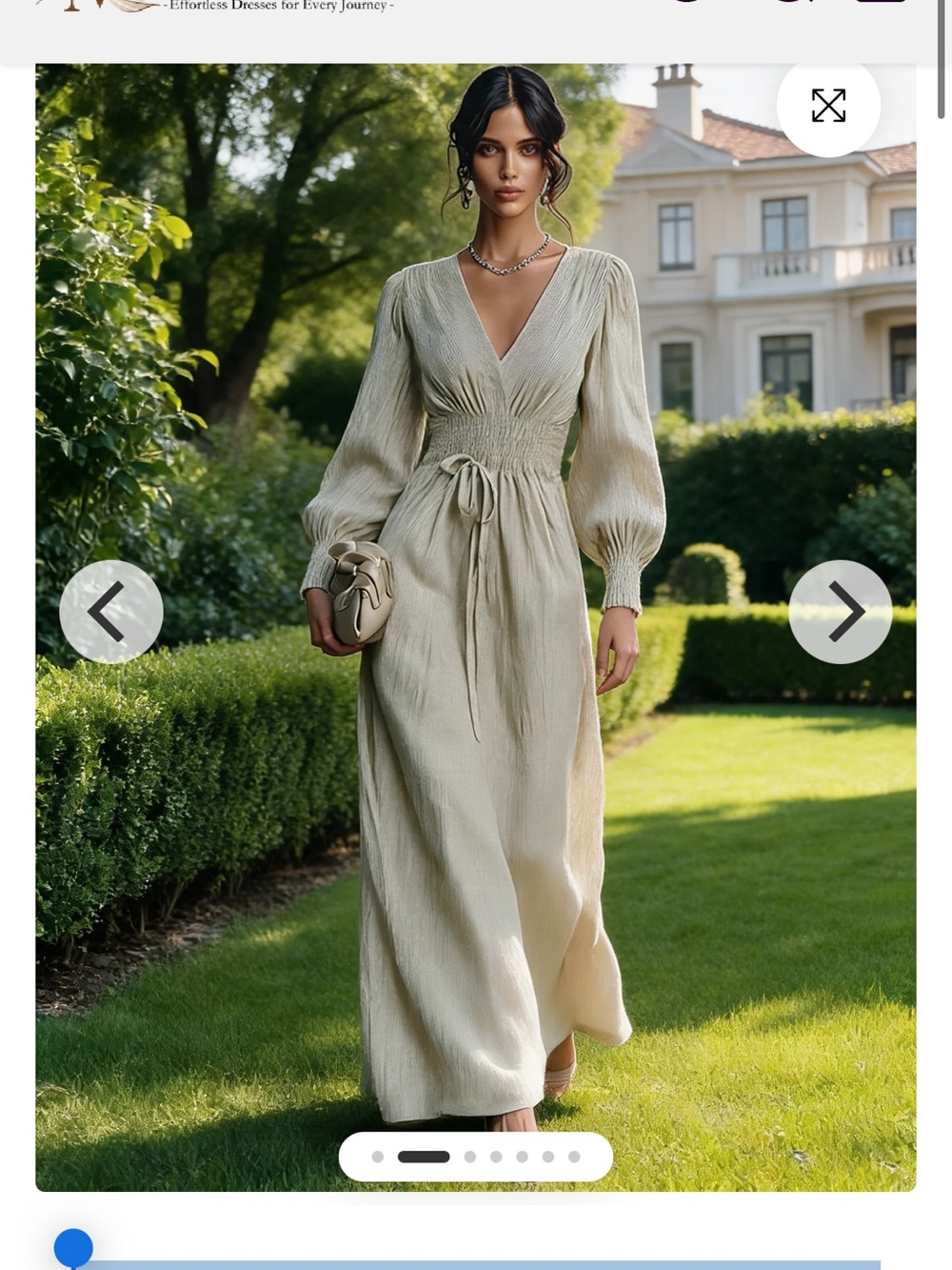 Smocked Waist V-Neck Maxi Dress in Light Sage